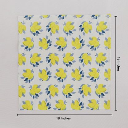 TARAN LIVING Printed Cotton Cloth Napkins Fall Dinner Napkin Set Reusable Machine Washable Fabric for Gifting, House Party Events, Home Decor, Craft - 18"x18" - Set of 4 - Lemon Print