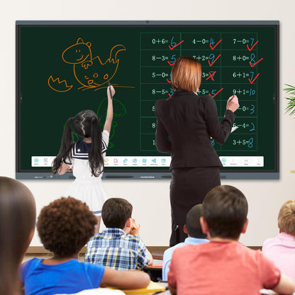 HUSHIDA 65 Smart Board, 4K UHD Interactive Whiteboard Built in Dual System and 48MP Camera, All in One Digital Whiteboard for Home, Classroom and Business (Wall Mount Included)