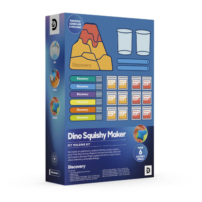 Discovery Dino Squishy Making Kit| Create 6 Squishy Dinosaur Finger Puppets| DIY Make Your Own Squishies Set| Kids Sensory Toy| STEM Chemistry Activity| Arts & Craft Kit| Educational Gift| Ages 6+