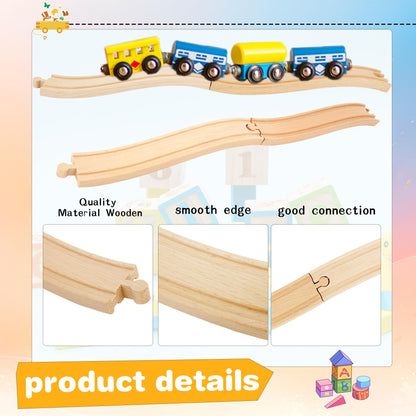 16 Pack Wooden Train Ascending Descending Tracks Wood Track Pieces Hardwood Train Track Expansion Packs Compatible with All Major Wooden Railways