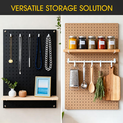 MVRPOWER Pegboard Shelf Set of 2, High Stability Wooden Shelf with 2 Metal Hooks, 15.7" x 6.1" Wooden Peg Board Organizer