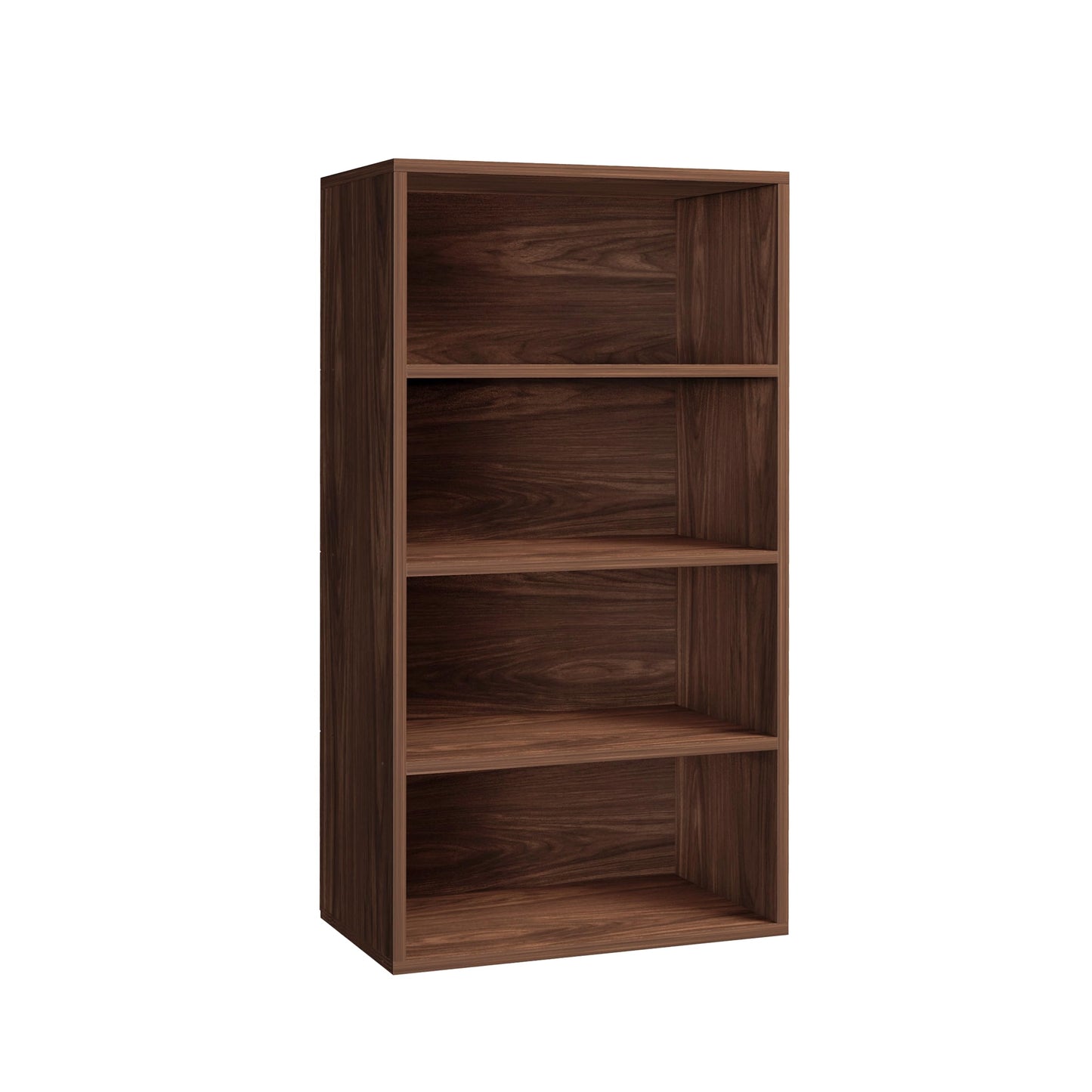 ELYUP Basic Open Shelf Bookcase – 4-Tier Extra Deep Wooden Bookshelf, Storage Shelves with 11-Inch Depth, Black Walnut
