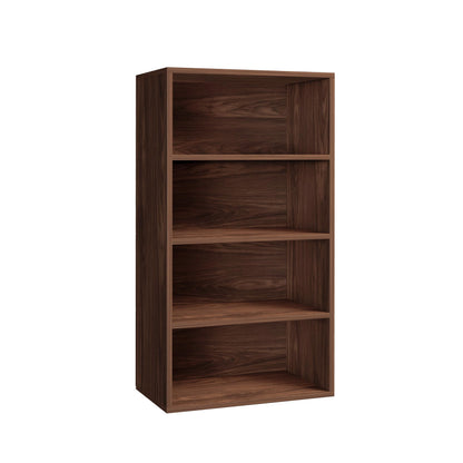 ELYUP Basic Open Shelf Bookcase – 4-Tier Extra Deep Wooden Bookshelf, Storage Shelves with 11-Inch Depth, Black Walnut