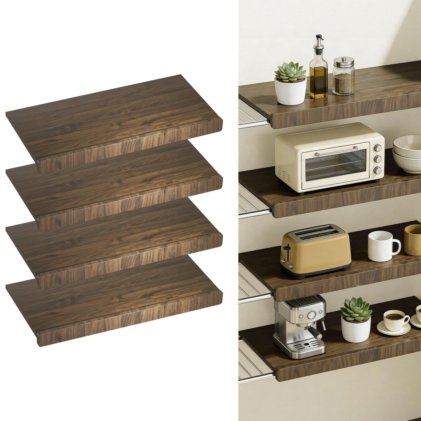 Wire Shelf Covers, Bamboo Wire Rack Covers for Pantry Shelves, Easy to Assemble Wooden Closet Wires Shelving Cover, 0.6 Inches Thick Waterproof Durable Shelf Dividers for Kitchen, 30 * 12 Inches