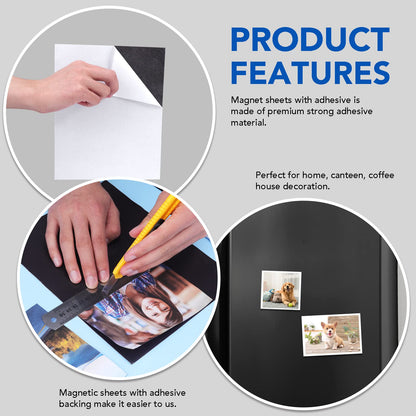 DIYMAG Magnetic Adhesive Sheets Photo Mat, 8" x 10" 12 Pack Flexible Magnets with Adhesive Backing for Crafts, Photos and Pattern Storage, Easy to Peel and Stick