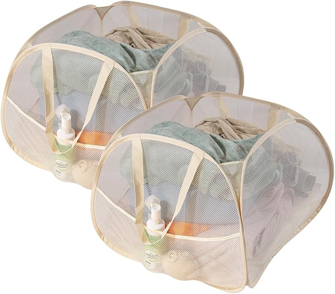 Collapsible Laundry Basket 90L, Foldable Mesh Pop-up Laundry Hamper