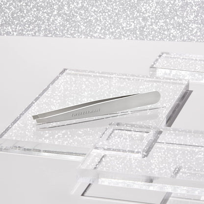 Tweezerman Stainless Steel Slant Tweezer - Eyebrow Tweezers for Women and Men (Platinum Silver)
