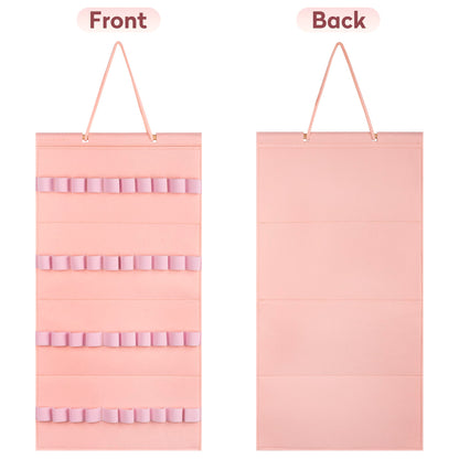 JOYMOMO Hanging Headband Holder for Girls, Felt Headband Organizer with 40 Slots (Pink)