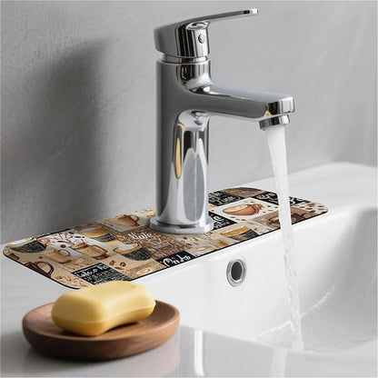 Kitchen Sink Splash Guard，-coffee Faucet Mat Sink Gadgets-Super Absorbent Fast