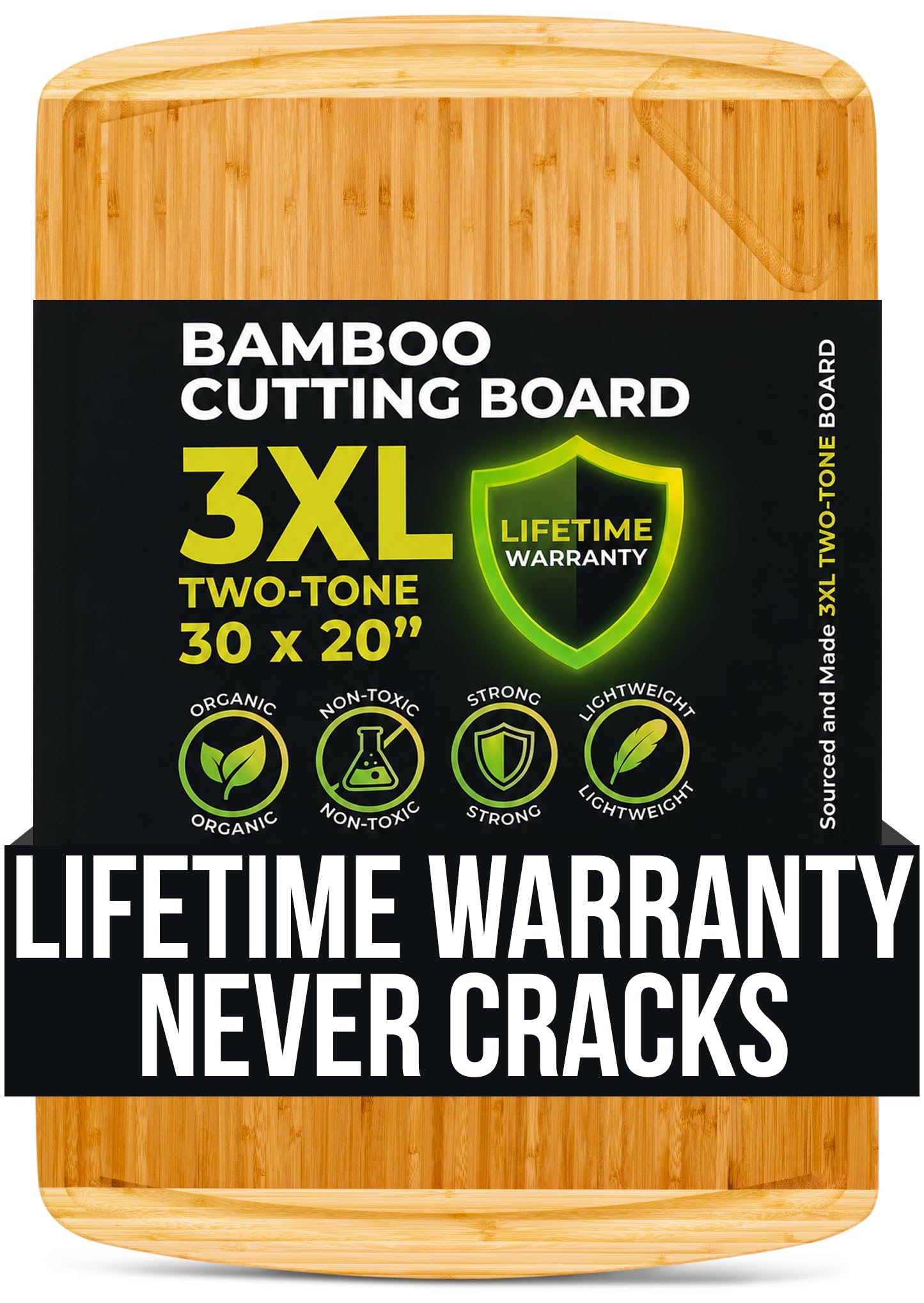 Greener Chef 30 x 20 Organic Extra Large Cutting Board with Lifetime Replacements – Wood Bamboo Chopping Board - Wooden Butcher Block Cutting Board for Carving Turkey, Grilling Brisket and BBQ