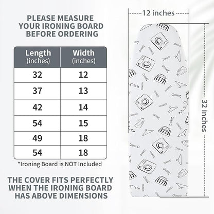 Seiritex Over The Door Ironing Board Cover 14 x 42 inch, Thick Padding and Heat