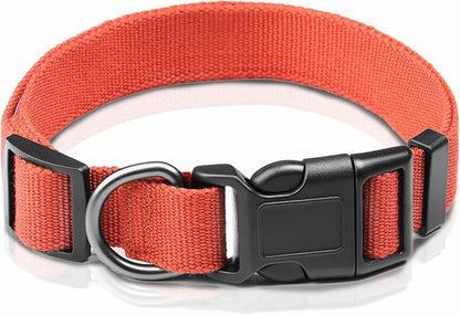 Orange Dog Collar for Large Dog, Breathable, Anti-Odor & Soft, Comfortable for Sensitive Skin Puppies, 90% Bamboo Rayon, Adjustable Quick-Release Buckle Pet Collar for Large Breeds