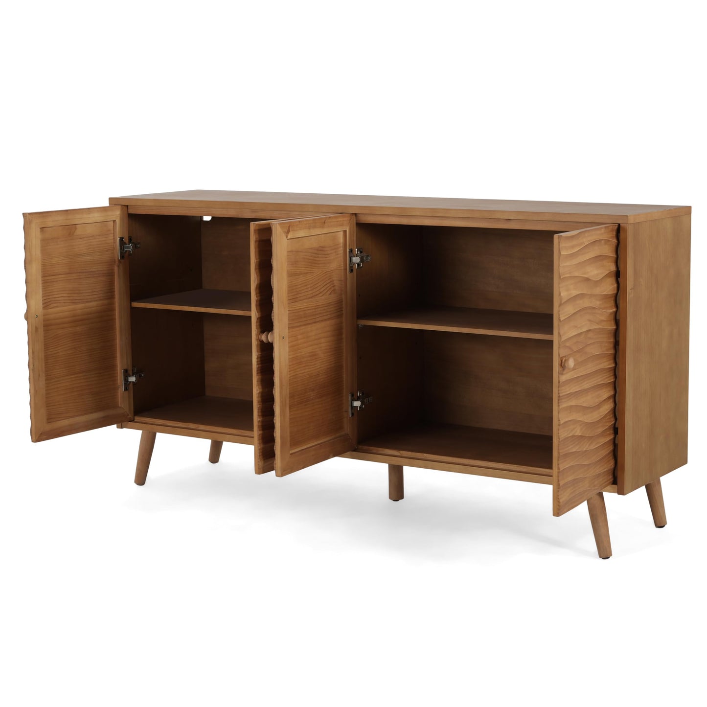 Christopher Knight Home Jope Wooden Sideboard Cabinet, Large Sideboard Buffet Cabinet, Living Room Accent Storage Cabinet with Adjustable Shelves,Kitchen Cabinet Organizer for Coffee Bar,Natural Brown