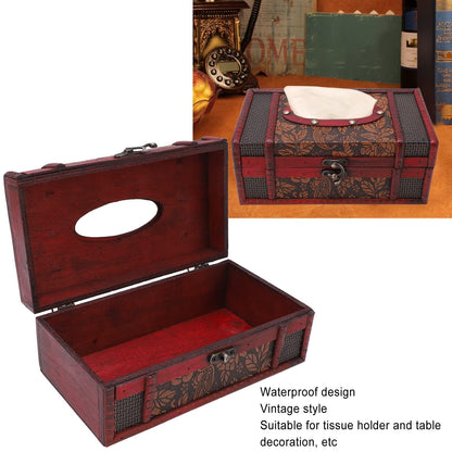 Classical Retro Wooden Antique Tissue Box, Wooden Tissue Box Vintage Style Wood Classic Texture Holder for Bathroom Toilet Living Room Kitchen