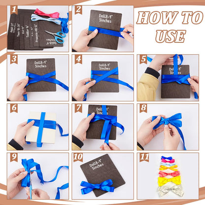 NBEADS 7 Pc Wooden Bow Maker Kit - 7 Size Headwrap Boards + Tie Boards for DIY Hair Bows - Coconut Brown