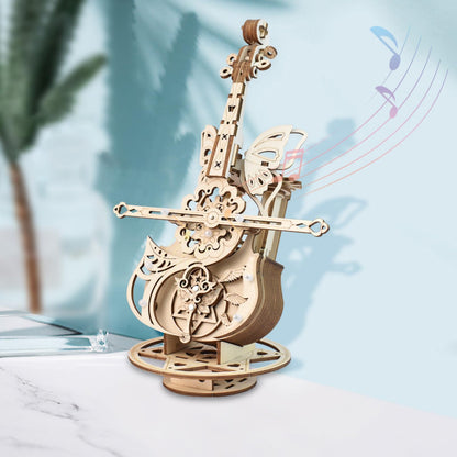 3D Wooden Brain Teaser Puzzle for Teens Wooden Music Boxes Cello Model Kits for Adults DIY Building Wood Crafts Mechanical Puzzle Building Kits for Kids Age 8+Years Old