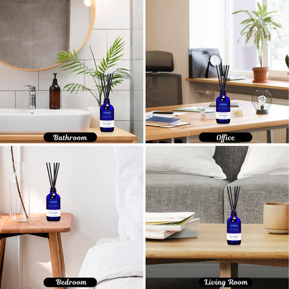 Reed Diffusers Set, 3.7 Oz Scent Diffuser, 6 Reed Diffuser Sticks, Home Fragrance Hyacinth, Peony & Citrus, Aromatherapy Oil Diffuser Reeds, More Masculine Scent, Bathroom & Office Decor 110ml