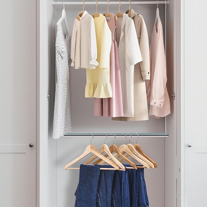Hanging Closet Rod, 17-29In Adjustable Width and Up to 37In Height Adjustable