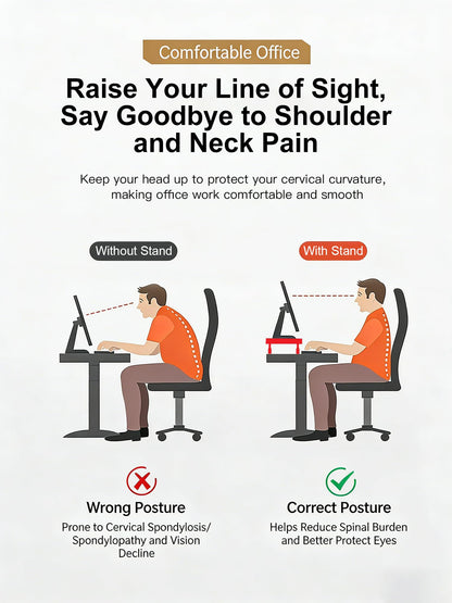PLENTY MORE Adjustable Ergonomic Monitor Stand with Spacious Storage Shelf - Heavy-Duty Steel for Home Office & Gaming, Reduces Neck/Back Strain, Elevates Screens to Eye Level