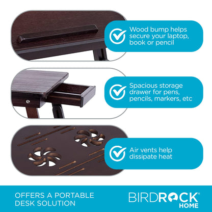 Sofia + Sam Bamboo Ventilation Lap Tray with Adjustable Legs (Walnut)
