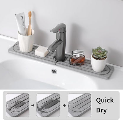 Stone Faucet Mat for Kitchen Sink, Diatomite Fast Drying Absorb Moisture Tray