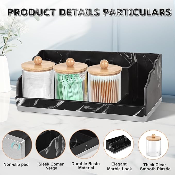 Marble Bathroom Countertop Organizer, Toothbrush Holders
