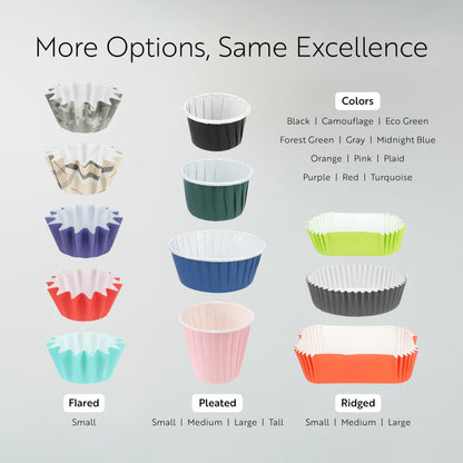 Restaurantware Paper Baking Cups 200 Count 0.4 Ounce Paper Greaseproof Muffin Liners, 2 Inches Disposable Baking Cups Flared Design Black for Oven and Freezer Use