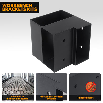 Heavy Duty Workbench Bracket Kit - 8 Pcs Steel 3-Way Right Angle Corner Brackets for DIY Custom Workbench, Shelving, Work Table, Fits 2x4 (Actual 1.5"x3.5") Wood