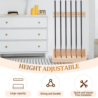 Leinuosen 2 in 1 Hockey Stick Holder Wall Mount for Garage Hockey Stick Wooden Rack Ice Organizer Storage with Vertical Display Large Capacity Organizer Holds up to 12 Sticks for Player Gifts