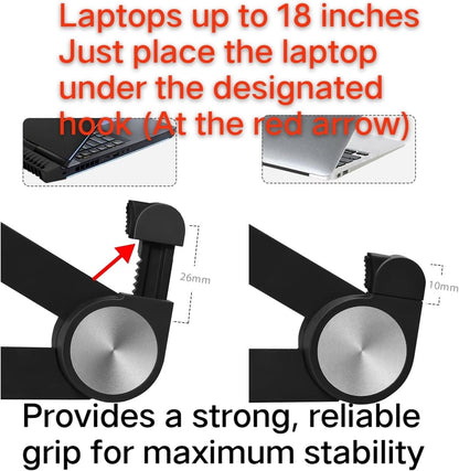 Adjustable Laptop Stand for Desk, Portable Notebook Riser Fits 12 13 14 15 16 17 18 Inch Gaming Laptops & All Computers, Reinforced Nylon+304 Stainless Steel+Silicone, Ergonomic Desktop Stand Holder