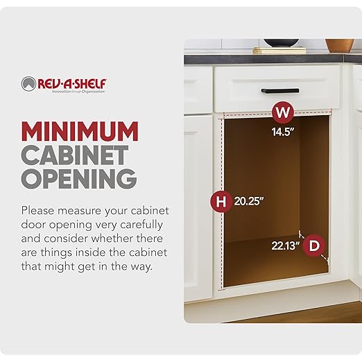 Rev-A-Shelf Double 35 Qt Pullout Trash Cans with Soft-Close for Under Kitchen Cabinets, Min Opening Width of 14.5", Metallic Silver, 53WC-1835SCDM-217