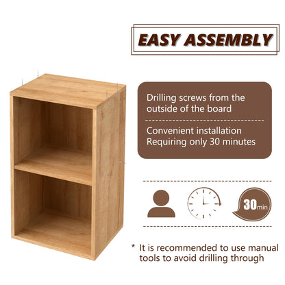 NewBeth Wooden 2 Cube Storage Organizer, 2 Tier Storage Cubes Storage Display Cubby, Versatile Cubes Shelf and Cubby Organizer for Any Space (Oak, 2 Cube-W(11.8inch)