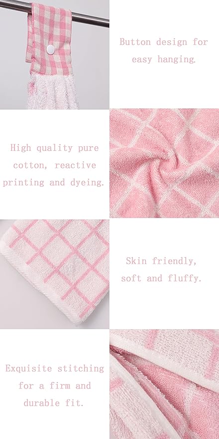 2 Pcs Kitchen Cotton Classical Striped Towel Absorbent Towel Hanging Towels