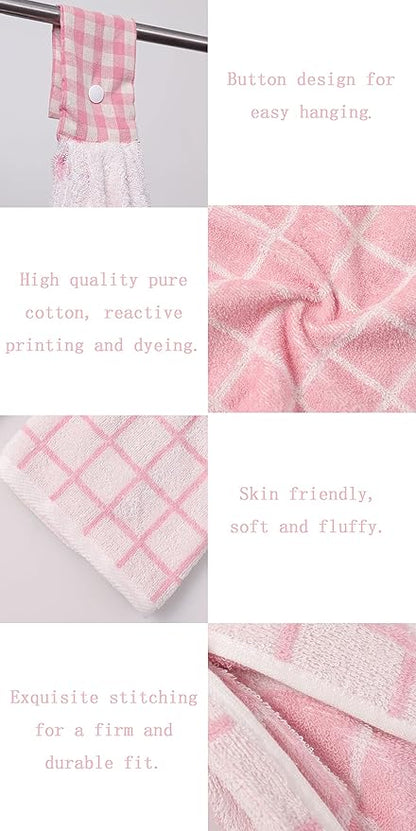 2 Pcs Kitchen Cotton Classical Striped Towel Absorbent Towel Hanging Towels