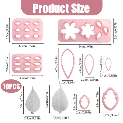 8 Pcs Clay Cutters Molds for Polymer Clay Jewelry, Press Mold and Cutter Set for Earrings, Floral Leaf Geometric Shapes with Mini Flower Press Tools for Crafts