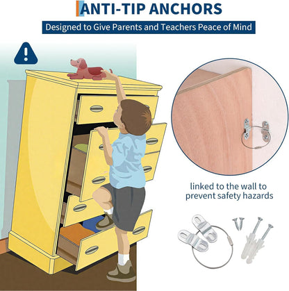 5-Section School Coat Locker, Glazed Classroom Cubbies with 4 Hidden Wheels and 2 Storage Boxes, Daycare Storage Cabinet for Home, School, Kindergarten, 5 Large Cubbies with Hooks & 10 Small Cubbies