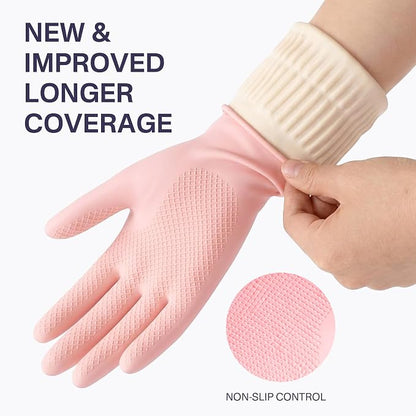 Rubber Dishwashing Gloves, Reusable Cleaning Dish Gloves for Kitchen, Long Cuff for Washing Dishes