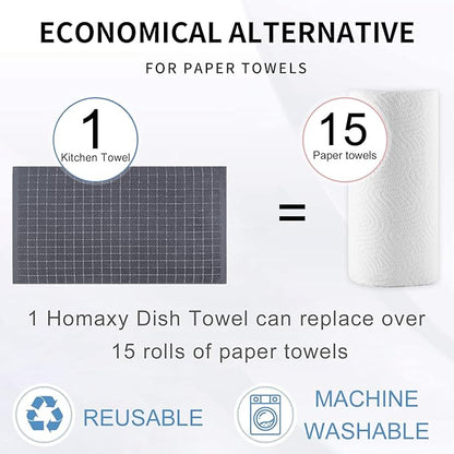 Homaxy 100% Cotton Terry Kitchen Towels, Checkered Designed, Soft and Super