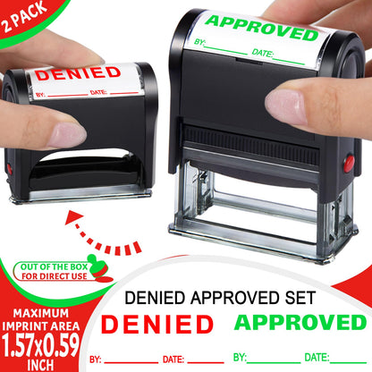 Bertiveny Self Inking Approved and Denied Stamps Set Office Self Inking Approved Denied by Stamp with Date for Business Supplies Approve Stamp Denied Stamps with Date and Signature