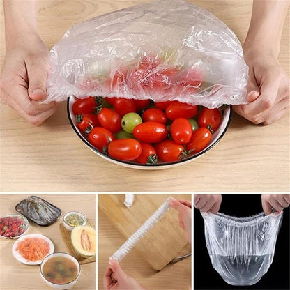 Fresh Keeping Bags 100pcs, Bowl Covers Elastic, Plastic Bowl Covers Elastic Reusable, Stretch Lids for Bowls and Food Covers