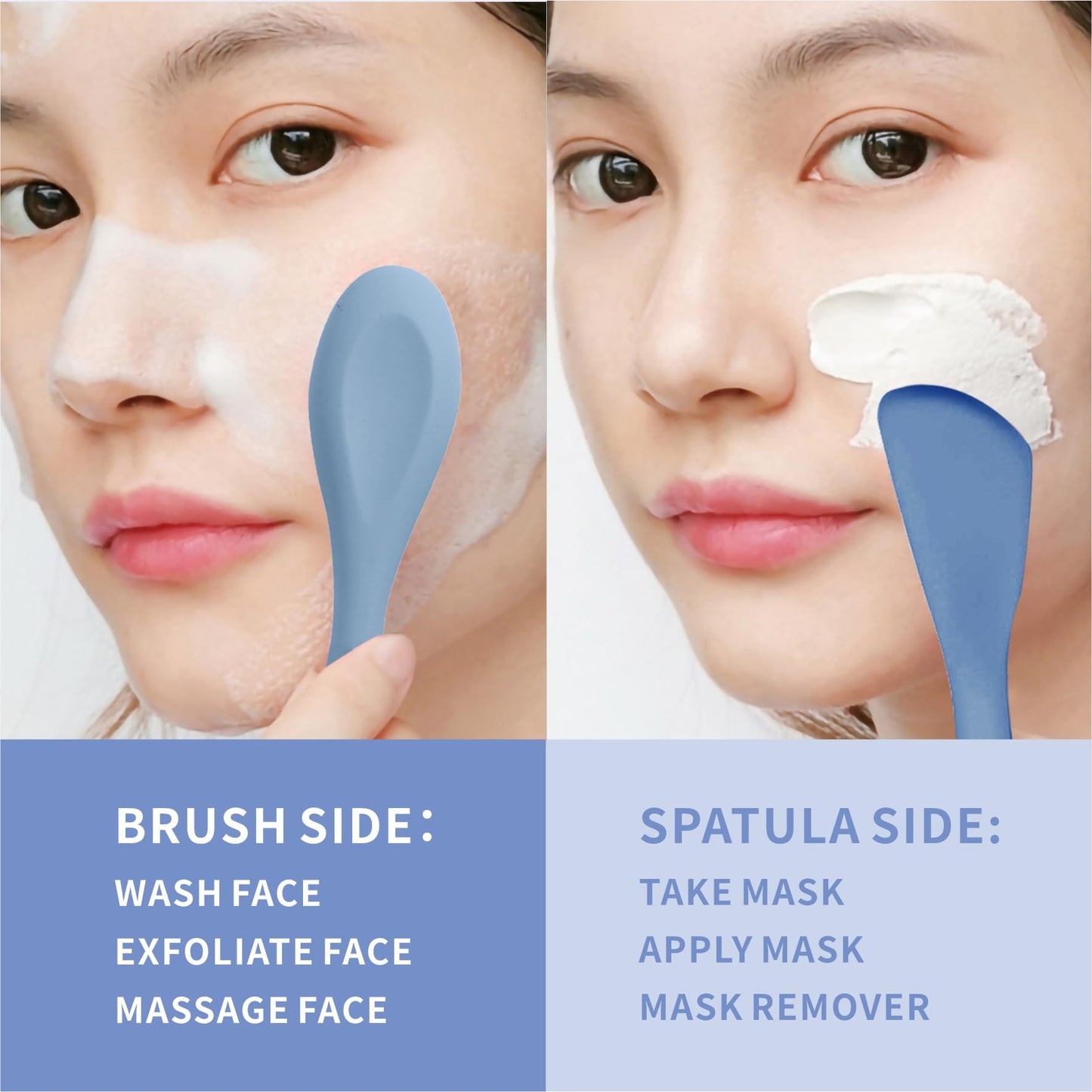 Silicone Face Scrubber, 2 in 1 Face Mask Brush, Pore Brush, Blackhead Remover, Facial Cleansing Brushes, Face Mask Applicator for Mud, Clay(Pink+Purple)