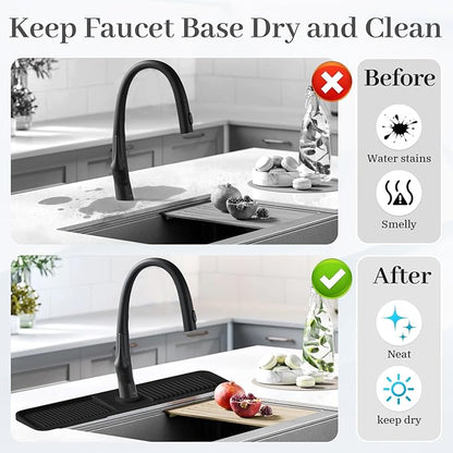 PoYang 24 Inch Faucet Mat for Kitchen Sink Splash Guard Behind Faucet, Sink