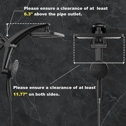 Rain Shower Head with filtered Handheld High Pressure rainfall Shower Heads with Handheld Spray Combo Adjustable one-piece stand daul shower head Built-in Magnetic Docking and Power Jets-matter black