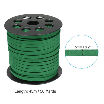 PATIKIL Flat Suede Leather Lace, 5mm x 50 Yard Faux Suede Leather Cord DIY Supplies for Necklace Bracelet Beading Jewelry Making Tassels Art Crafts, Dark Green