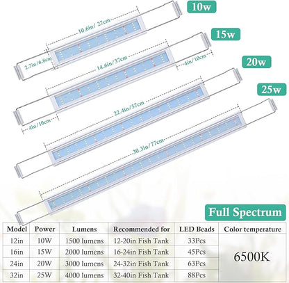 HITOP Full Spectrum LED Aquarium Light – 16-24” Classic Fish Tank Light with Timer, Aquarium Plant Light with Stable Extendable Brackets (16-24in)