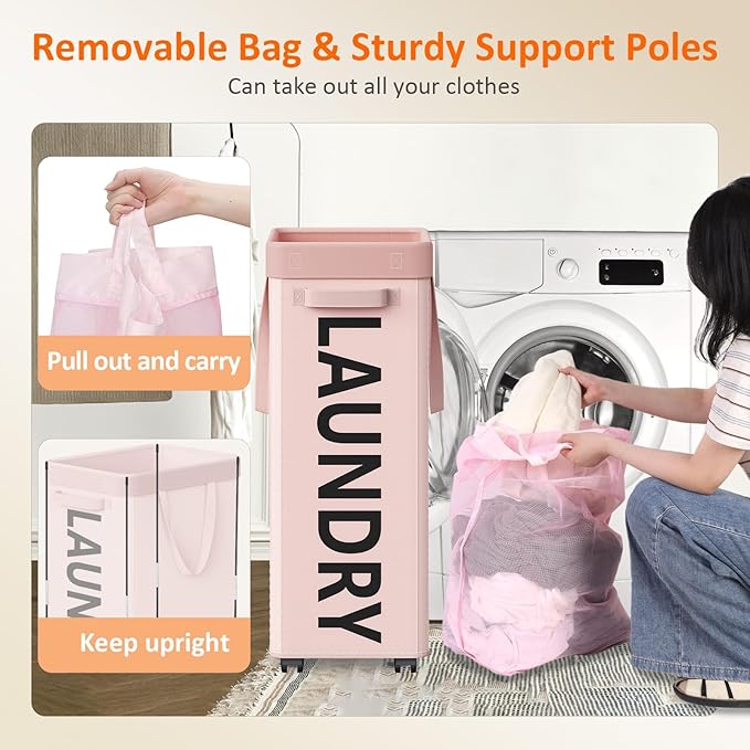 2 Pack Rolling Laundry Basket
