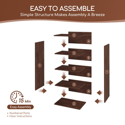 ELYUP Basic Open Shelf Bookcase – 4-Tier Extra Deep Wooden Bookshelf, Storage Shelves with 11-Inch Depth, Black Walnut