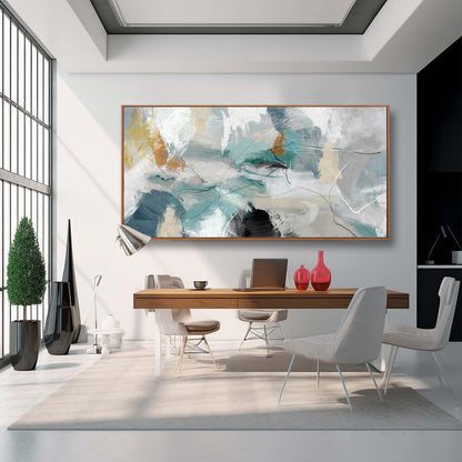 Kureful Green and White Canvas Wall Art Contemporary Wall Decor Abstract Poster Printing 36"x70" Office Art Pictures Bedroom Decorations