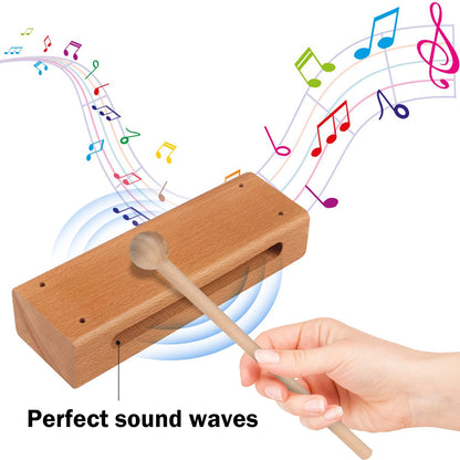 GNIEMCKIN Solid Wood Rhythm Block, Set of 3, Solid Wood Rhythm Block Musical Percussion Instrument Perfect for Rhythm Classes with 3 Pack of Mallet Solid Hardwood