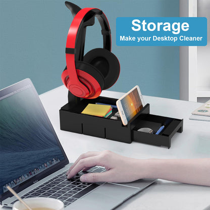 COOSKIN Headset Holder,Desktop Headphone Stand with Desk Storage Earphone Mount Headset Hanger Headphone Rack